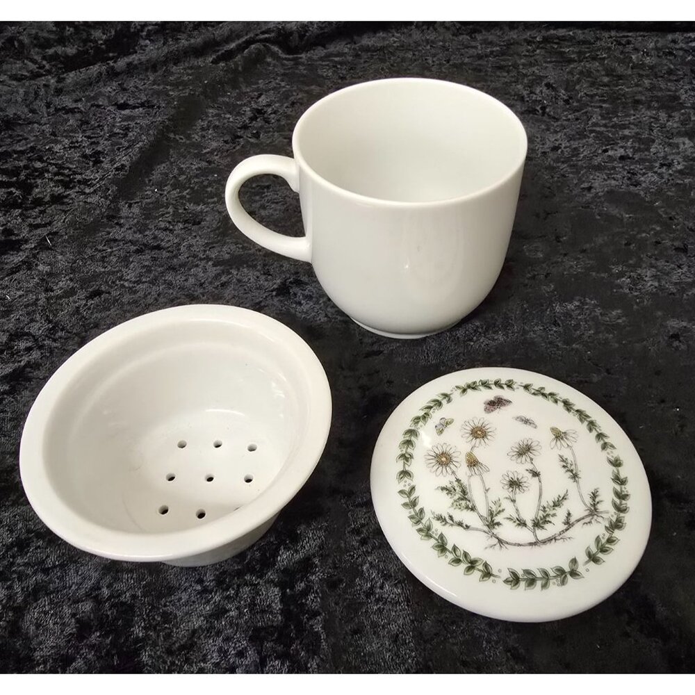 Andrea by Sadek Cup Mug with infuser & Lid Teacup Daisy Floral Design - Picture 4 of 5